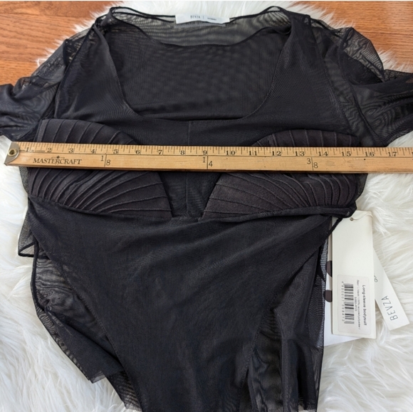 Bevza LONG SLEEVE BODYSUIT NWT black mesh Large - Picture 13 of 14